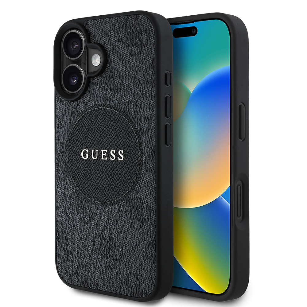 Apple iPhone 16 Uyumlu Kılıf Guess Orjinal Lisanslı Magsafe Şarj Özellikli Yazı Logolu Circle Classic Kapak - 15