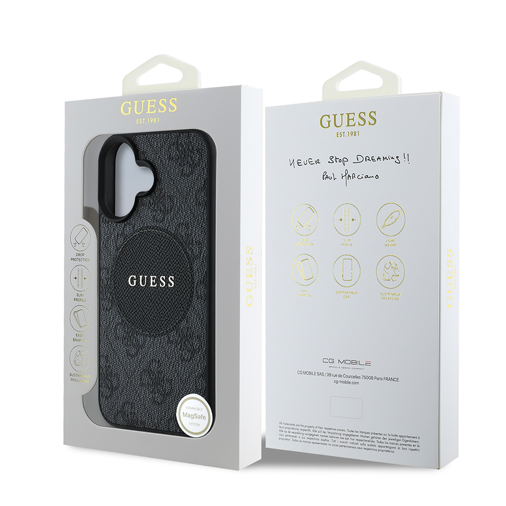 Apple iPhone 16 Uyumlu Kılıf Guess Orjinal Lisanslı Magsafe Şarj Özellikli Yazı Logolu Circle Classic Kapak - 21