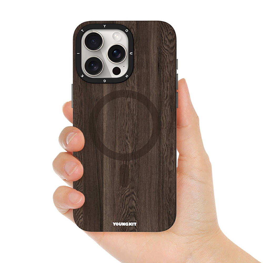 Apple iPhone 14 Pro Uyumlu Kılıf Magsafe Şarj Özellikli Sararmaya Dayanıklı Youngkit Wood Forest Serisi Kapak - 11