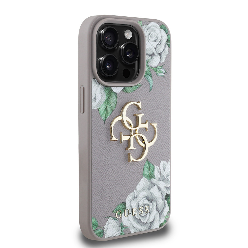 Apple iPhone 15 Pro Max Uyumlu Kılıf Guess Orjinal Lisanslı Gül Baskılı Büyük Metal Logo Dizaynlı Kapak - 3