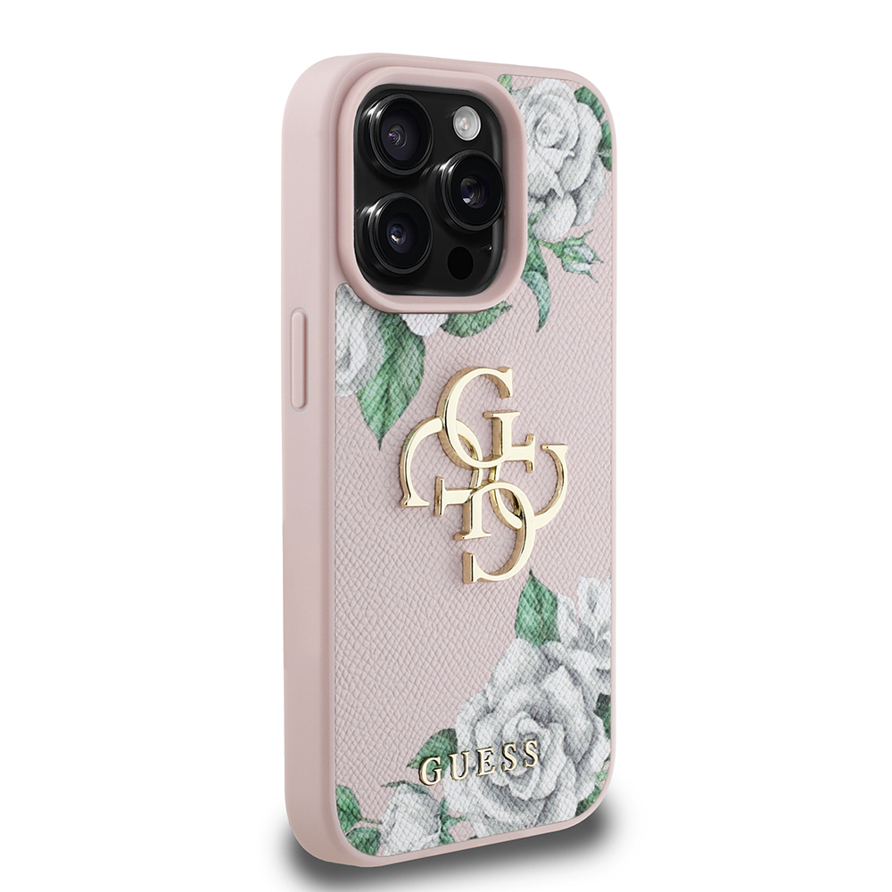 Apple iPhone 15 Pro Max Uyumlu Kılıf Guess Orjinal Lisanslı Gül Baskılı Büyük Metal Logo Dizaynlı Kapak - 10