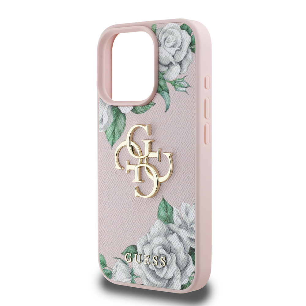 Apple iPhone 15 Pro Max Uyumlu Kılıf Guess Orjinal Lisanslı Gül Baskılı Büyük Metal Logo Dizaynlı Kapak - 12