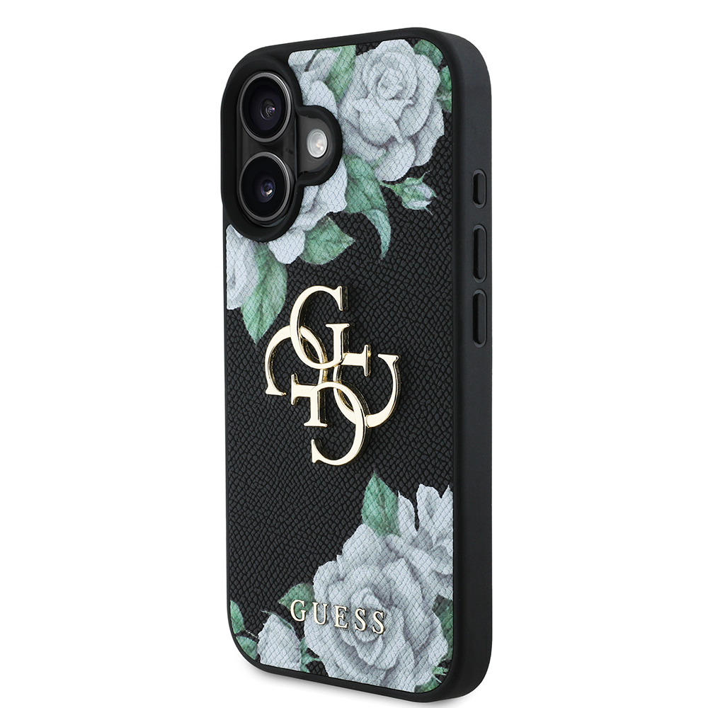 Apple iPhone 16 Uyumlu Kılıf Guess Orjinal Lisanslı Gül Baskılı Büyük Metal Logo Dizaynlı Kapak - 2