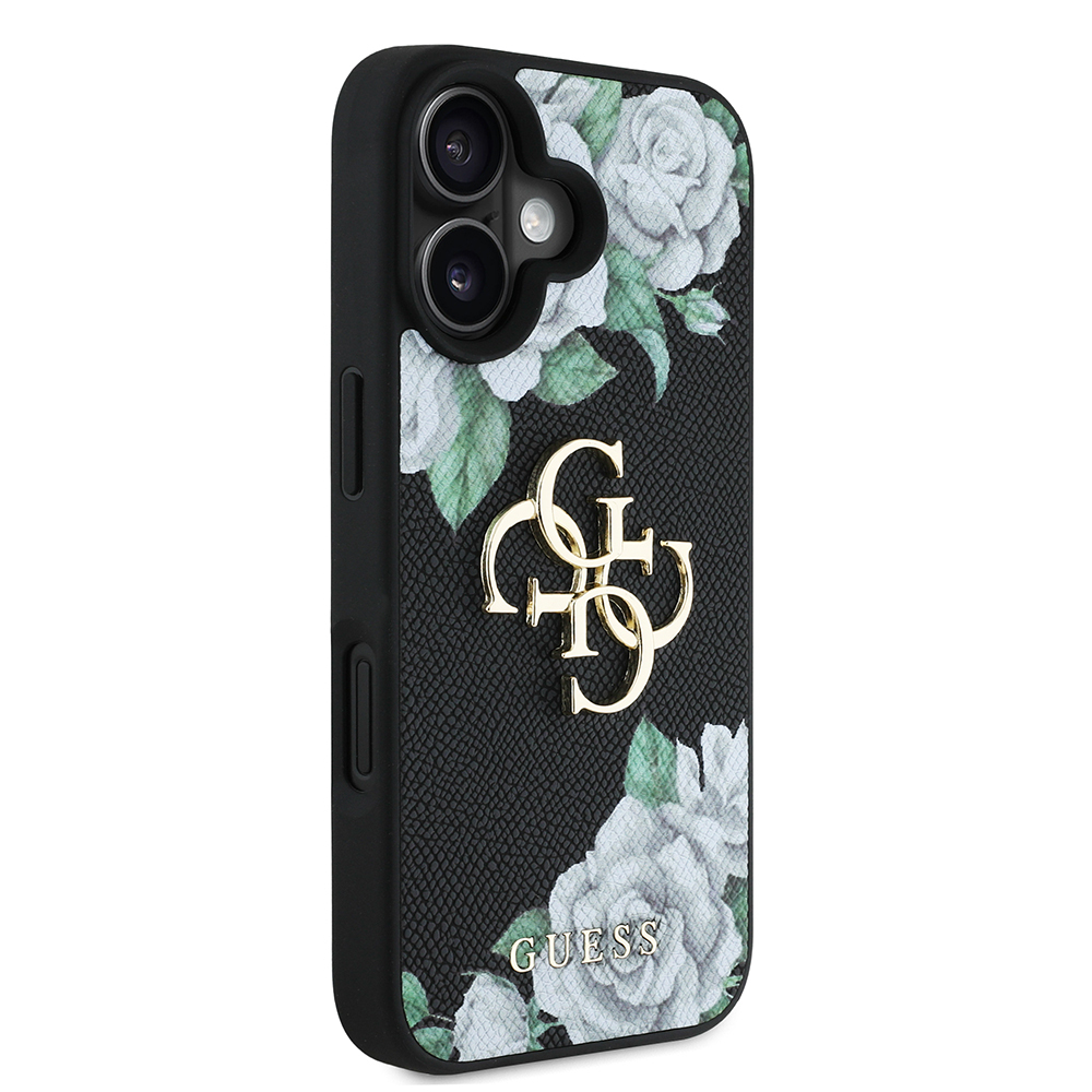 Apple iPhone 16 Uyumlu Kılıf Guess Orjinal Lisanslı Gül Baskılı Büyük Metal Logo Dizaynlı Kapak - 3