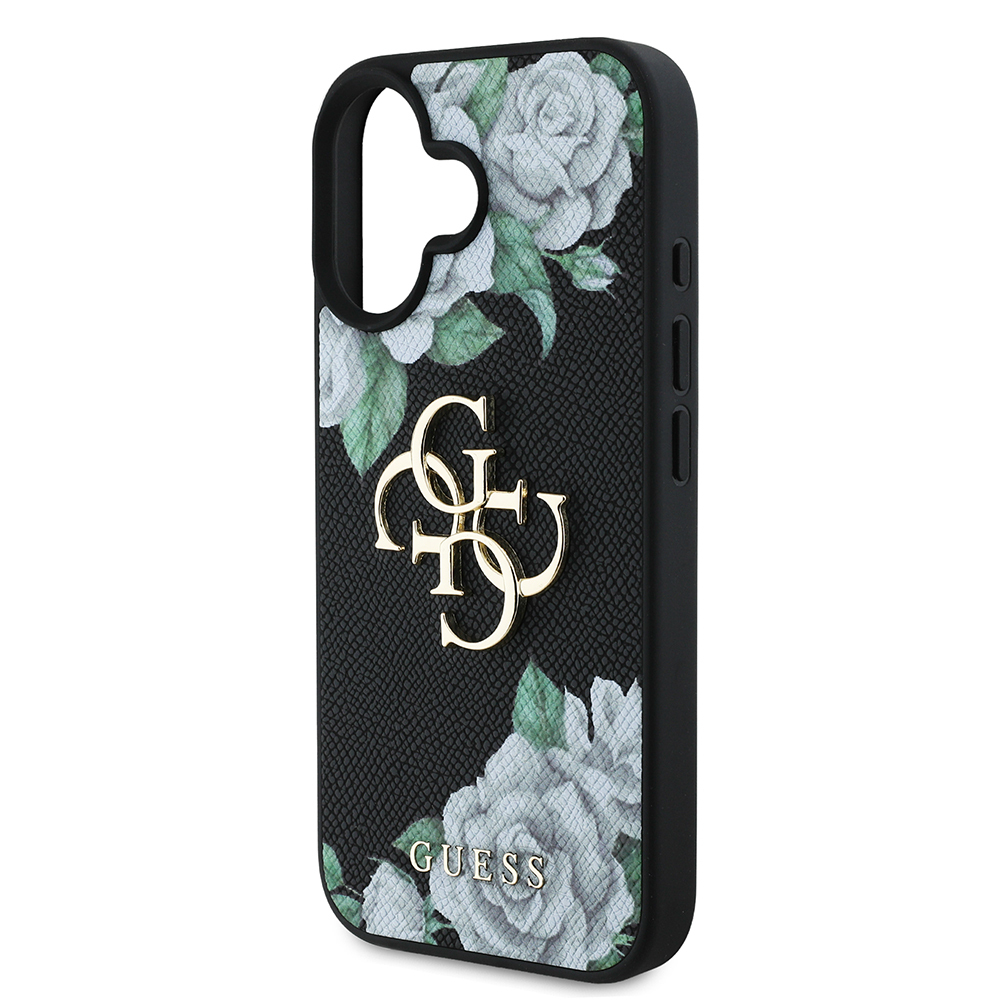 Apple iPhone 16 Uyumlu Kılıf Guess Orjinal Lisanslı Gül Baskılı Büyük Metal Logo Dizaynlı Kapak - 5