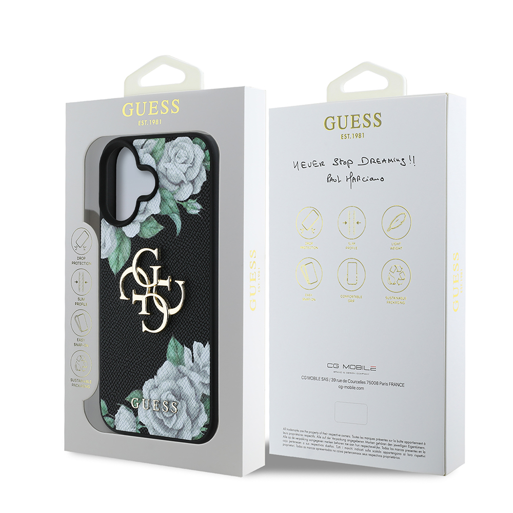 Apple iPhone 16 Uyumlu Kılıf Guess Orjinal Lisanslı Gül Baskılı Büyük Metal Logo Dizaynlı Kapak - 7