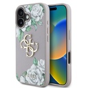 Apple iPhone 16 Uyumlu Kılıf Guess Orjinal Lisanslı Gül Baskılı Büyük Metal Logo Dizaynlı Kapak - 15