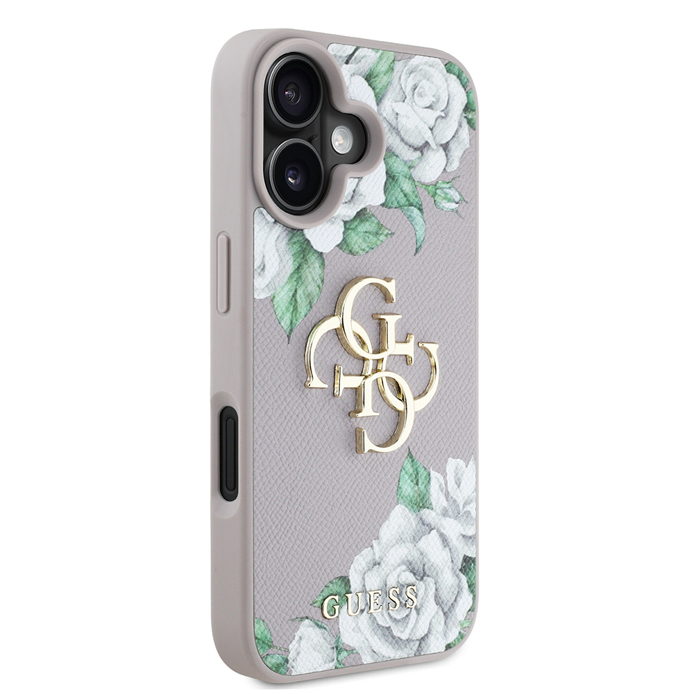 Apple iPhone 16 Uyumlu Kılıf Guess Orjinal Lisanslı Gül Baskılı Büyük Metal Logo Dizaynlı Kapak - 17
