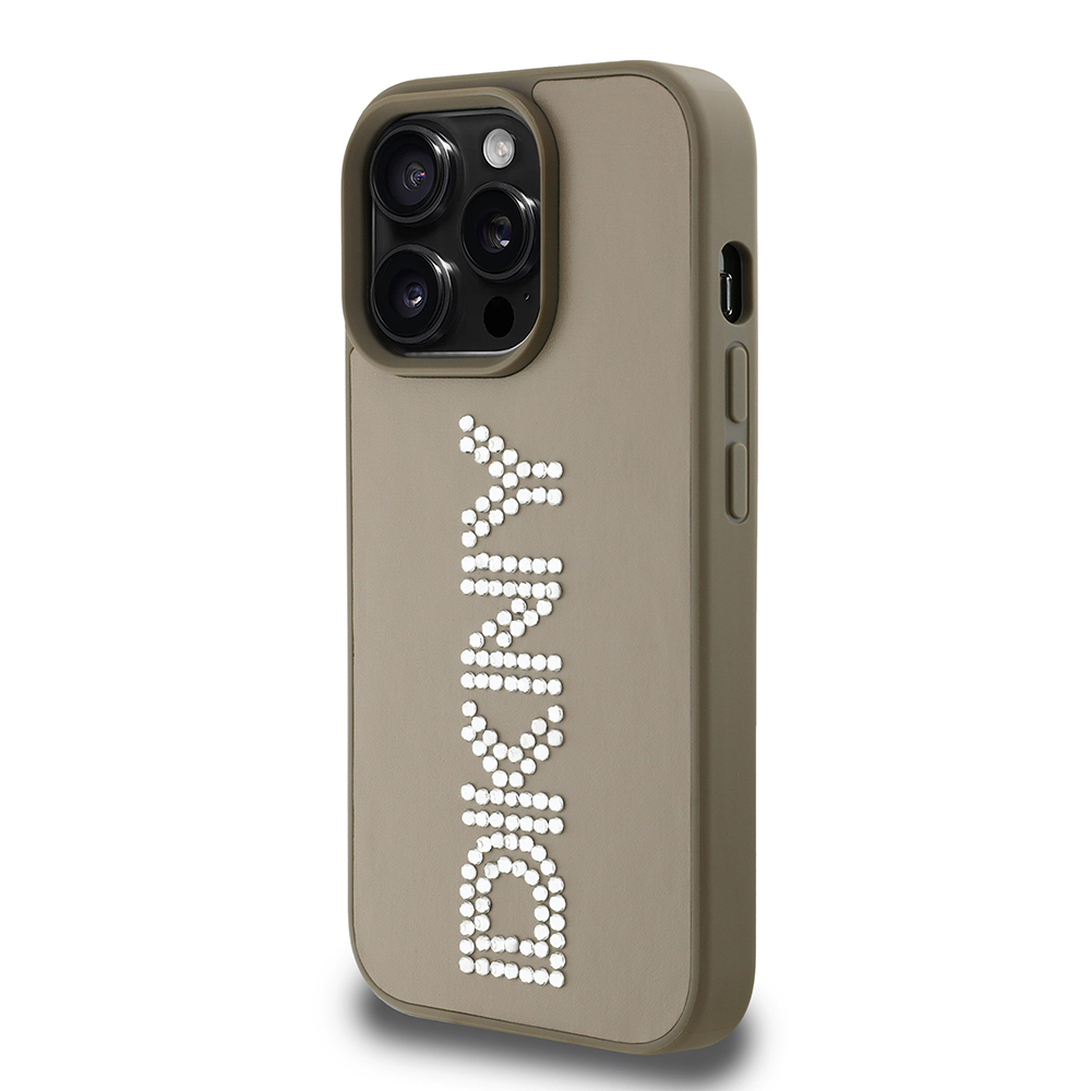 Apple iPhone 14 Pro Max Uyumlu Kılıf DKNY Orjinal Lisanslı Taşlı DKNY Yazılı Metalik Rhinestones PU Deri Kapak - 2