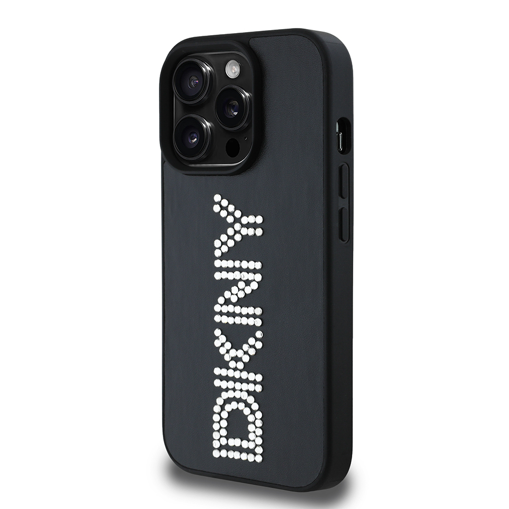 Apple iPhone 14 Pro Max Uyumlu Kılıf DKNY Orjinal Lisanslı Taşlı DKNY Yazılı Metalik Rhinestones PU Deri Kapak - 9