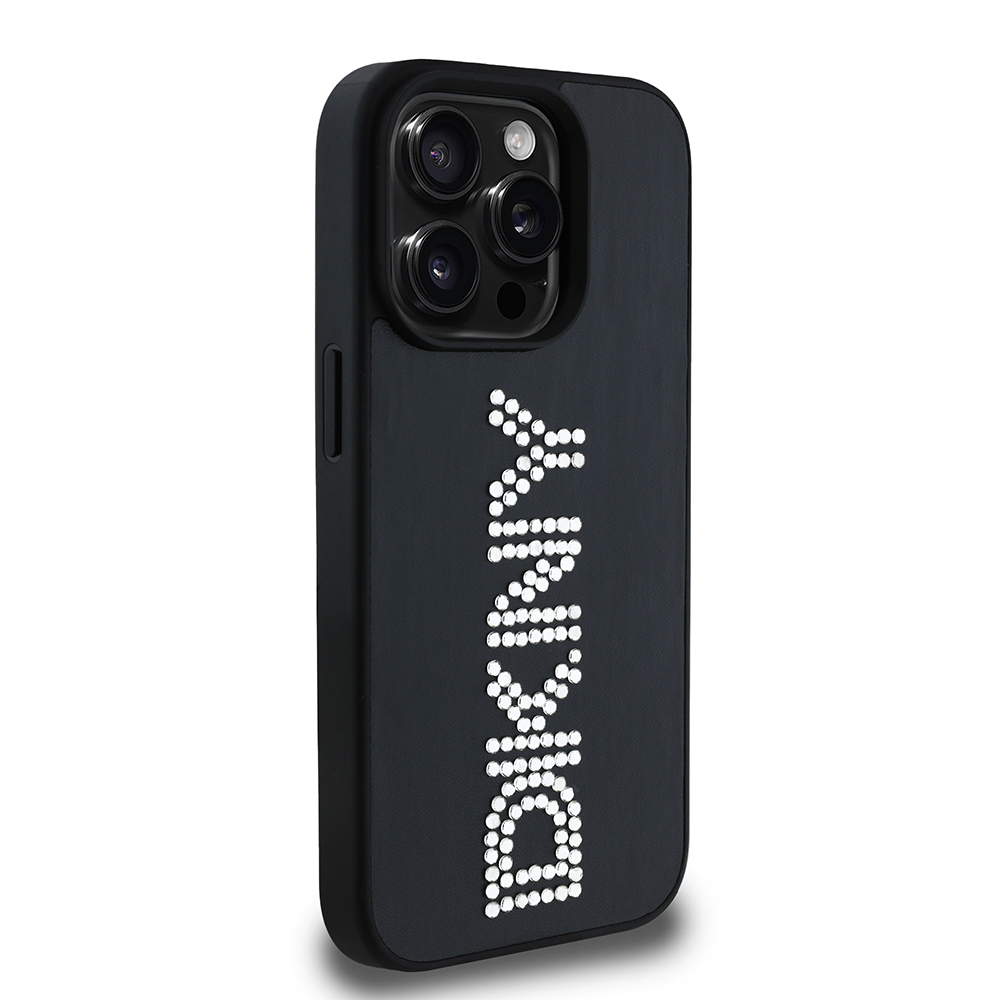 Apple iPhone 14 Pro Max Uyumlu Kılıf DKNY Orjinal Lisanslı Taşlı DKNY Yazılı Metalik Rhinestones PU Deri Kapak - 10
