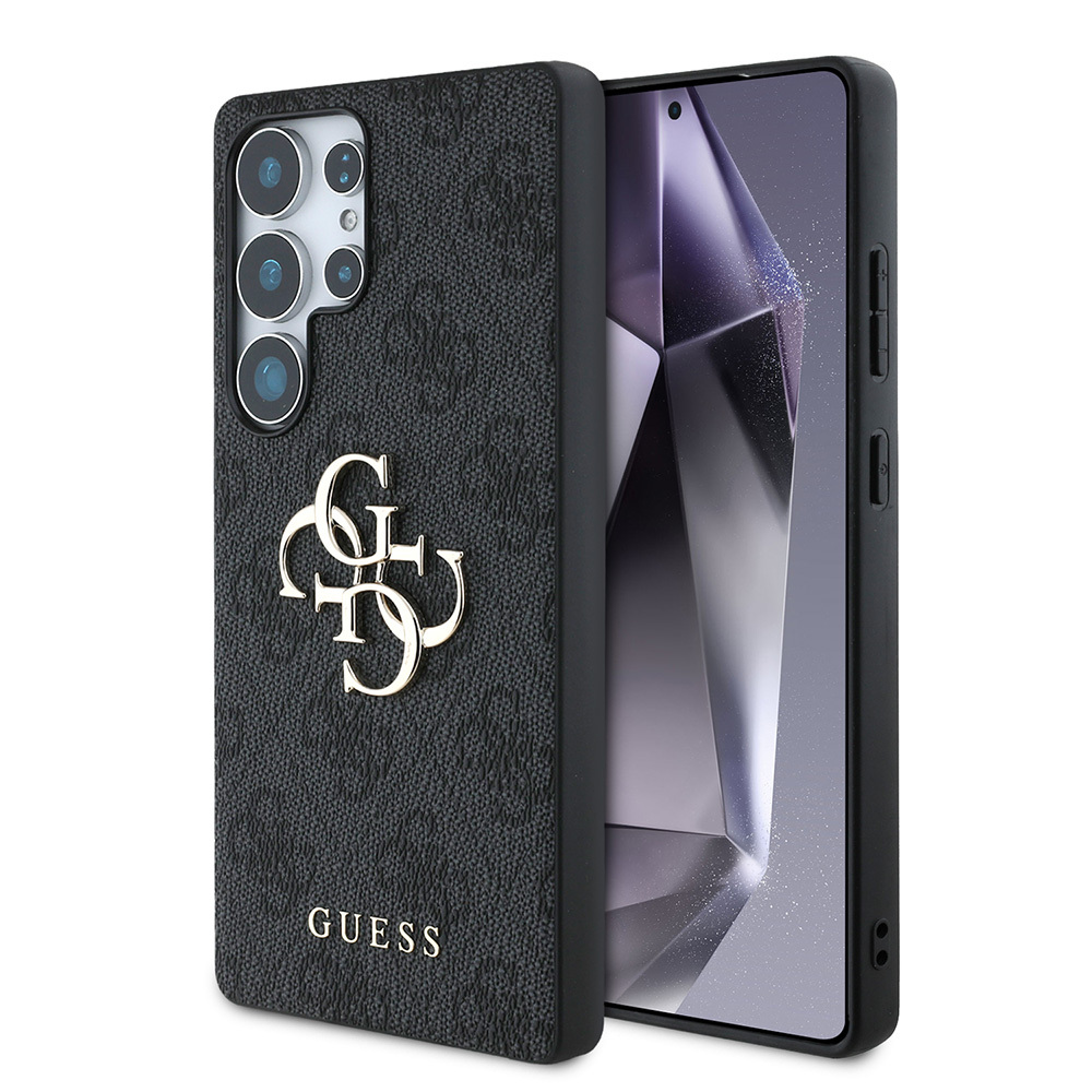 Samsung Galaxy S25 Ultra Uyumlu Kılıf Guess Orjinal Lisanslı PU Deri 4G Desenli Metal Büyük 4G ve Yazı Logolu Kapak - 1