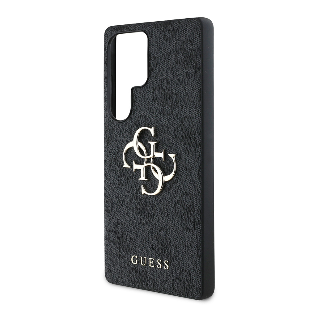Samsung Galaxy S25 Ultra Uyumlu Kılıf Guess Orjinal Lisanslı PU Deri 4G Desenli Metal Büyük 4G ve Yazı Logolu Kapak - 5