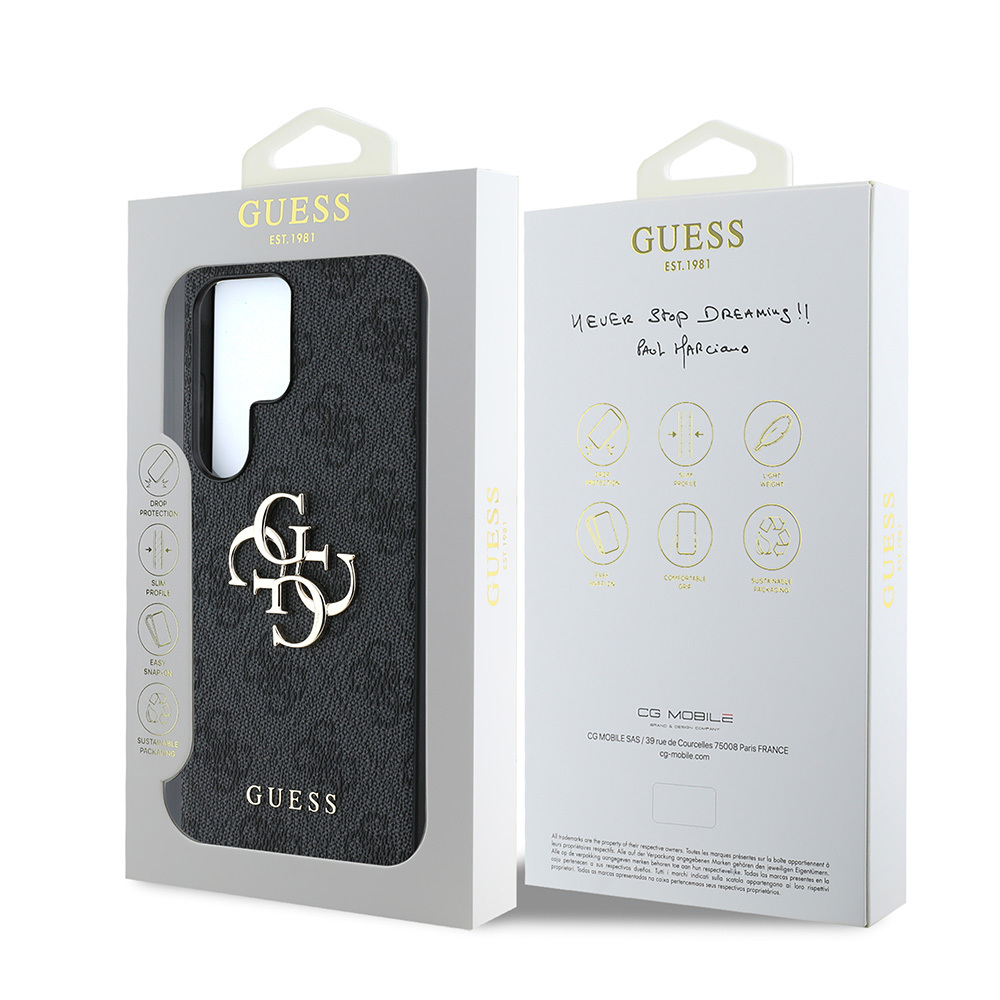 Samsung Galaxy S25 Ultra Uyumlu Kılıf Guess Orjinal Lisanslı PU Deri 4G Desenli Metal Büyük 4G ve Yazı Logolu Kapak - 7