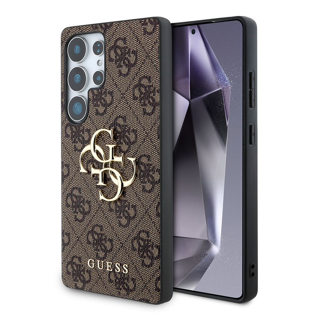 Samsung Galaxy S25 Ultra Uyumlu Kılıf Guess Orjinal Lisanslı PU Deri 4G Desenli Metal Büyük 4G ve Yazı Logolu Kapak - 8