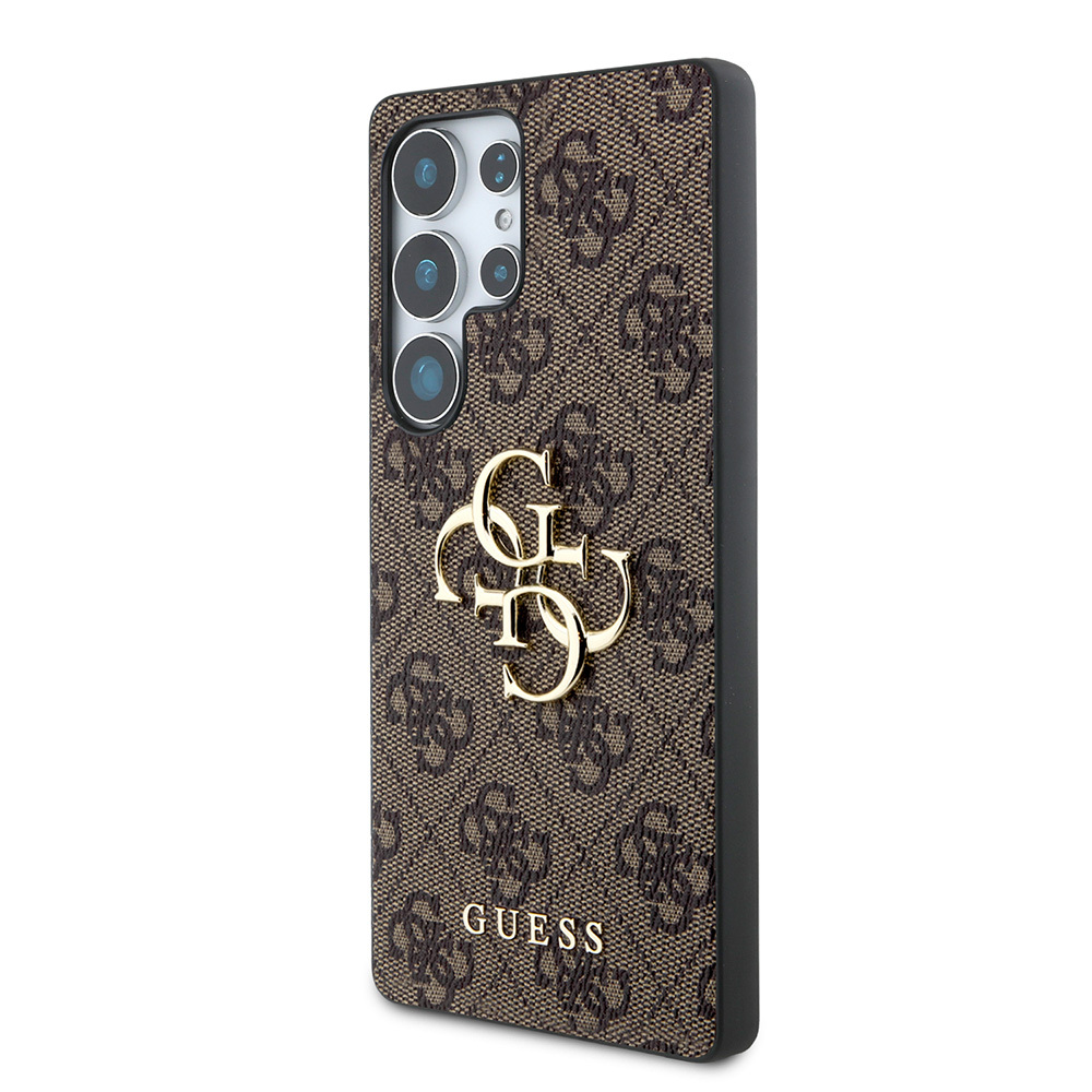 Samsung Galaxy S25 Ultra Uyumlu Kılıf Guess Orjinal Lisanslı PU Deri 4G Desenli Metal Büyük 4G ve Yazı Logolu Kapak - 9