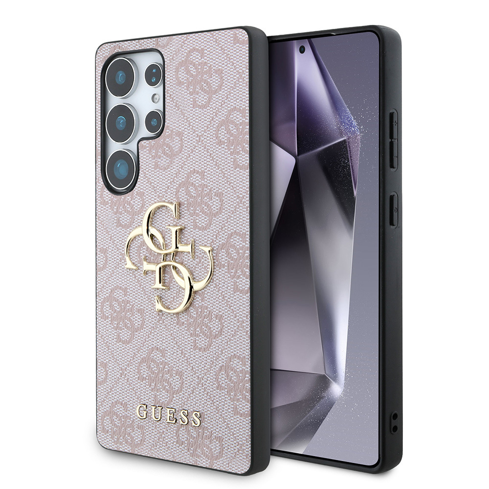 Samsung Galaxy S25 Ultra Uyumlu Kılıf Guess Orjinal Lisanslı PU Deri 4G Desenli Metal Büyük 4G ve Yazı Logolu Kapak - 15