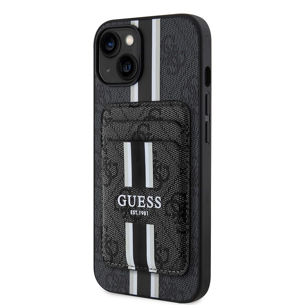 Apple iPhone 14 Uyumlu Kılıf Guess Orjinal Lisanslı Magsafe Şarj Özellikli 4G Desenli Çizgili Kartlıklı Kapak - 6