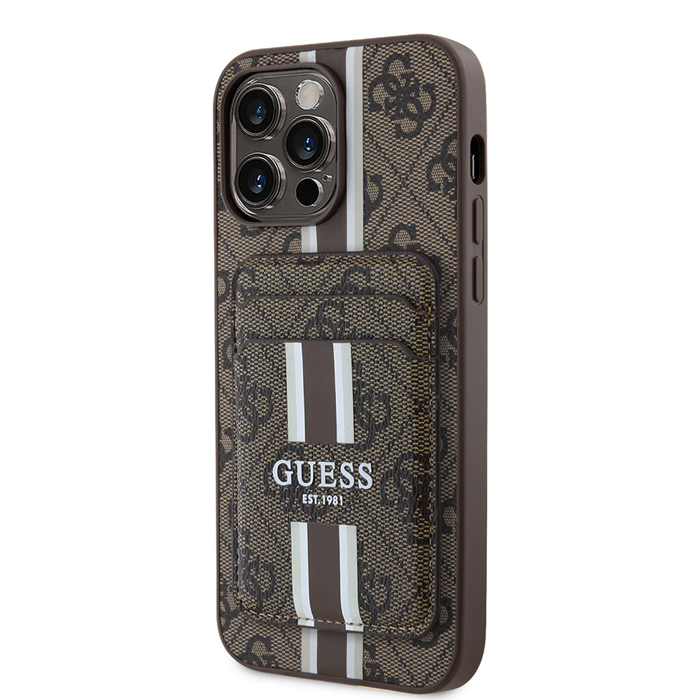 Apple iPhone 14 Pro Max Uyumlu Kılıf Guess Orjinal Lisanslı Magsafe Şarj Özellikli 4G Desenli Çizgili Kartlıklı Kapak - 2