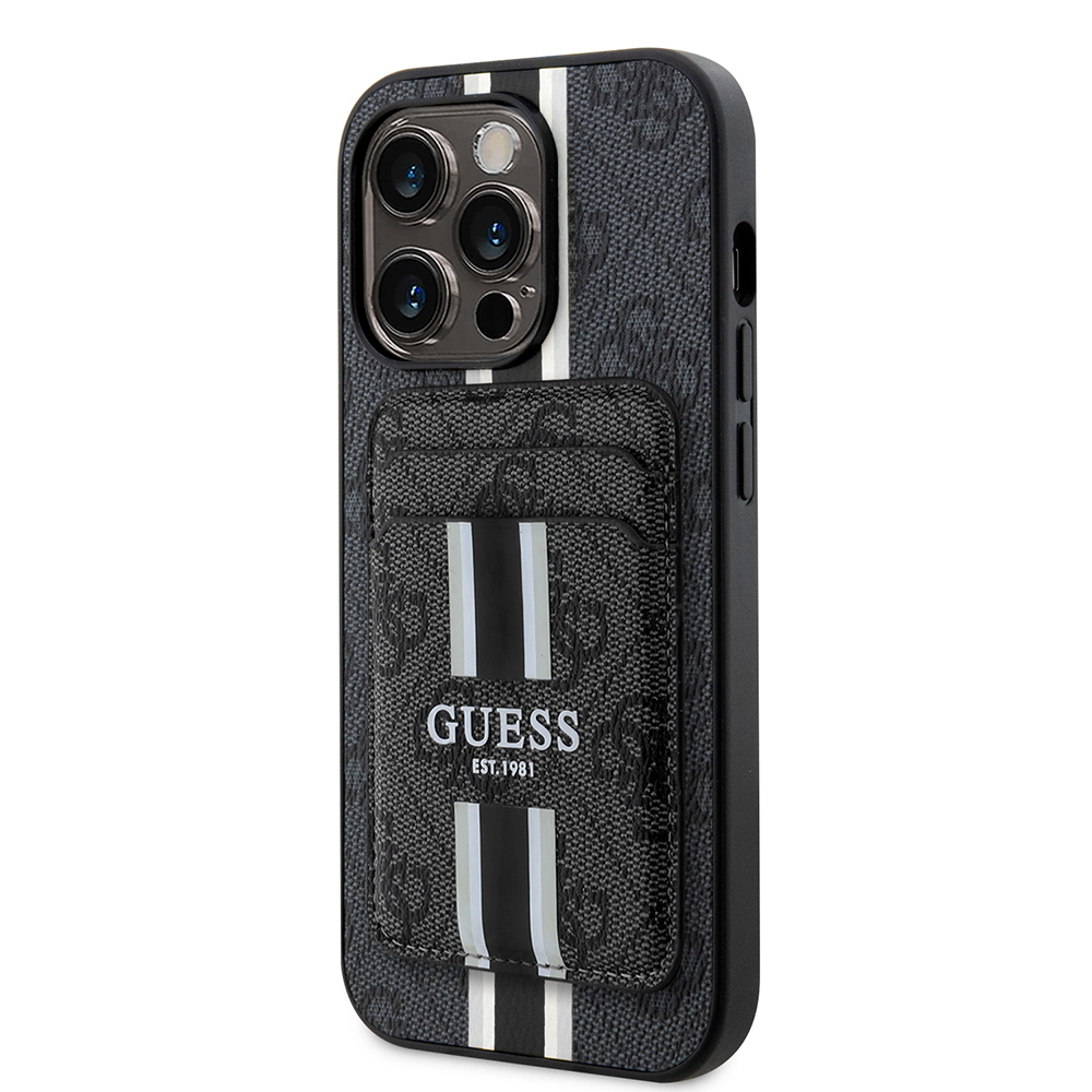 Apple iPhone 14 Pro Max Uyumlu Kılıf Guess Orjinal Lisanslı Magsafe Şarj Özellikli 4G Desenli Çizgili Kartlıklı Kapak - 6