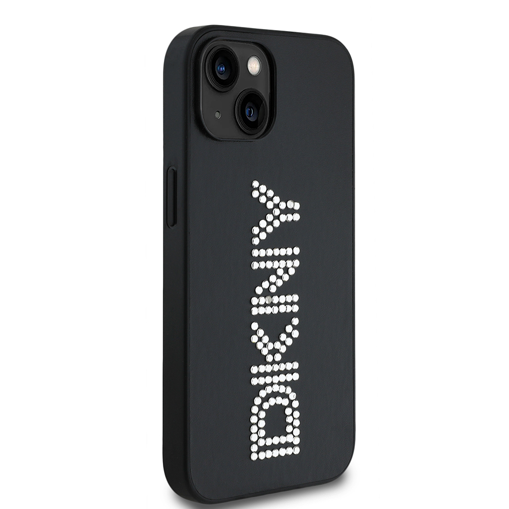 Apple iPhone 14 Uyumlu Kılıf DKNY Orjinal Lisanslı Taşlı DKNY Yazılı Metalik Rhinestones PU Deri Kapak - 3