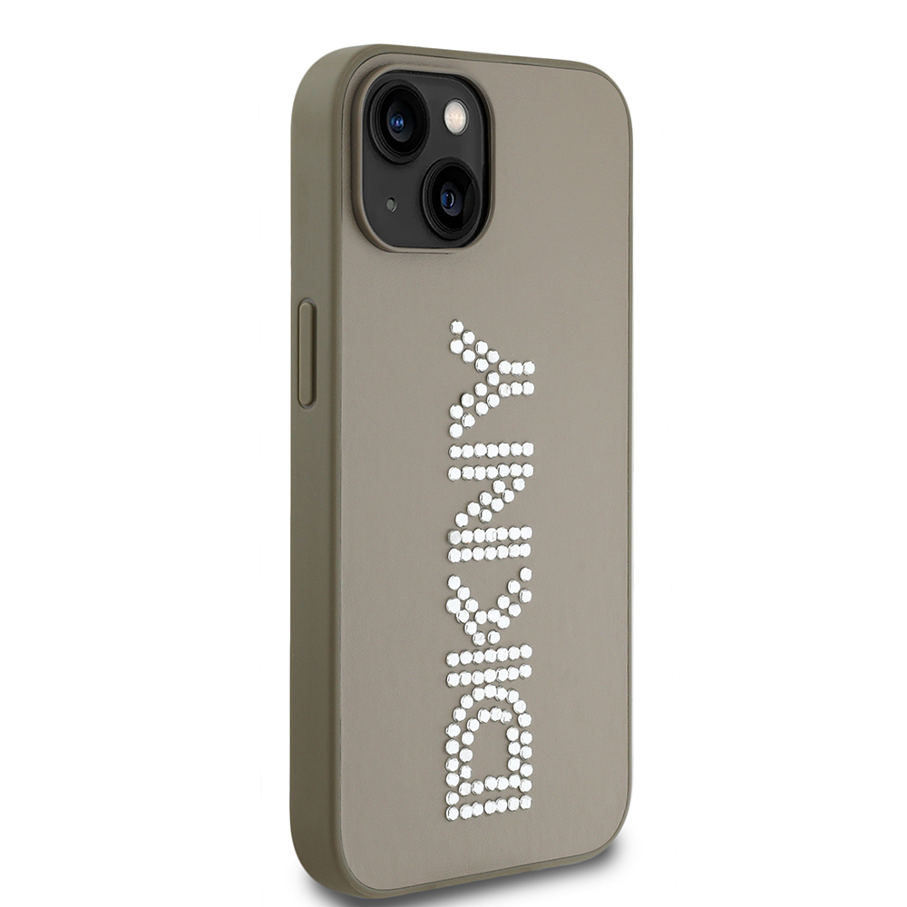 Apple iPhone 14 Uyumlu Kılıf DKNY Orjinal Lisanslı Taşlı DKNY Yazılı Metalik Rhinestones PU Deri Kapak - 10