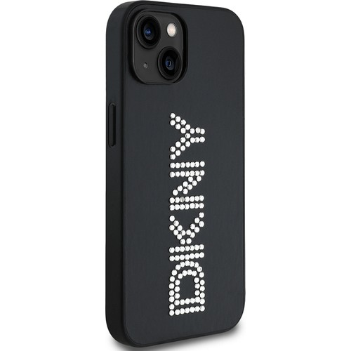 Apple iPhone 14 Uyumlu Kılıf DKNY Orjinal Lisanslı Taşlı DKNY Yazılı Metalik Rhinestones PU Deri Kapak