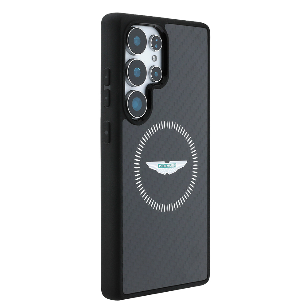 Samsung Galaxy S25 Ultra Uyumlu Kılıf Aston Martin Orjinal Lisanslı Magsafe Şarj Özellikli Radyal Halka ve Karbon Fiber Tasarımlı Kapak - 2