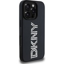 Apple iPhone 16 Pro Max Uyumlu Kılıf DKNY Orjinal Lisanslı Taşlı DKNY Yazılı Metalik Rhinestones PU Deri Kapak