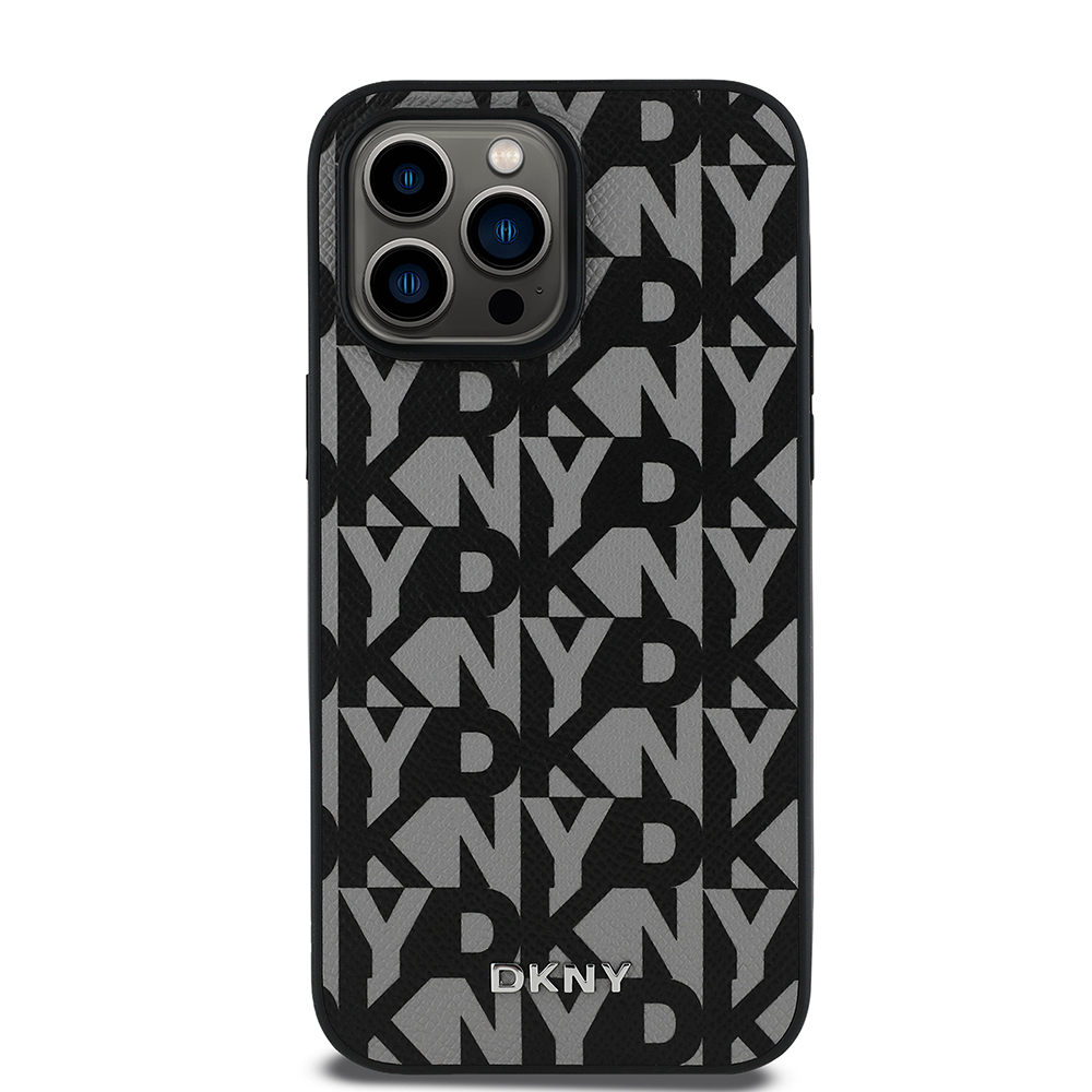 Apple iPhone 14 Pro Max Uyumlu Kılıf DKNY Orjinal Lisanslı M-safe Şarj Özellikli 3D Yazılı Grid Pattern Kapak - 9