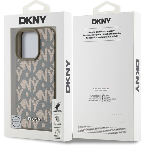Apple iPhone 16 Pro Uyumlu Kılıf DKNY Orjinal Lisanslı Magsafe Şarj Özellikli 3D Yazılı Grid Pattern Kapak