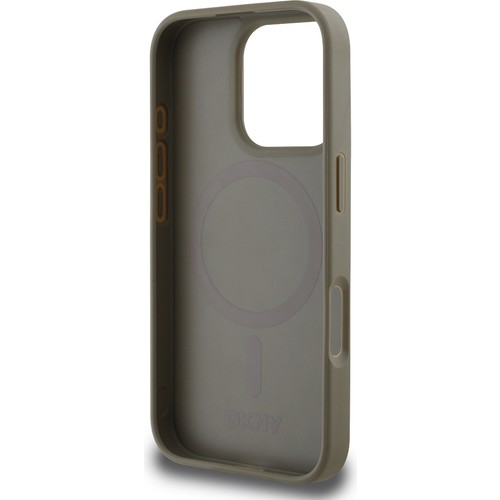 Apple iPhone 16 Pro Uyumlu Kılıf DKNY Orjinal Lisanslı Magsafe Şarj Özellikli 3D Yazılı Grid Pattern Kapak