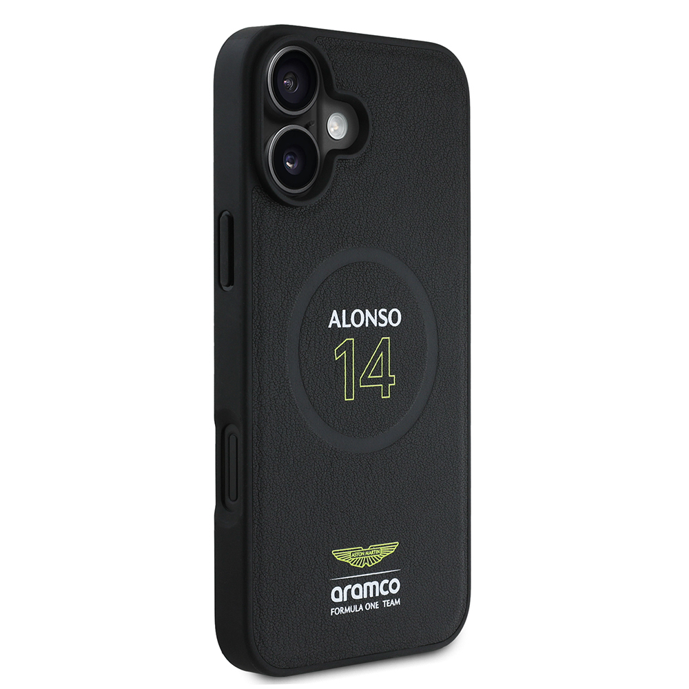 Apple iPhone 16 Plus Uyumlu Kılıf Aston Martin Orjinal Lisanslı Magsafe Şarj Özellikli PU Deri Alonso 14 Baskılı Kapak - 2