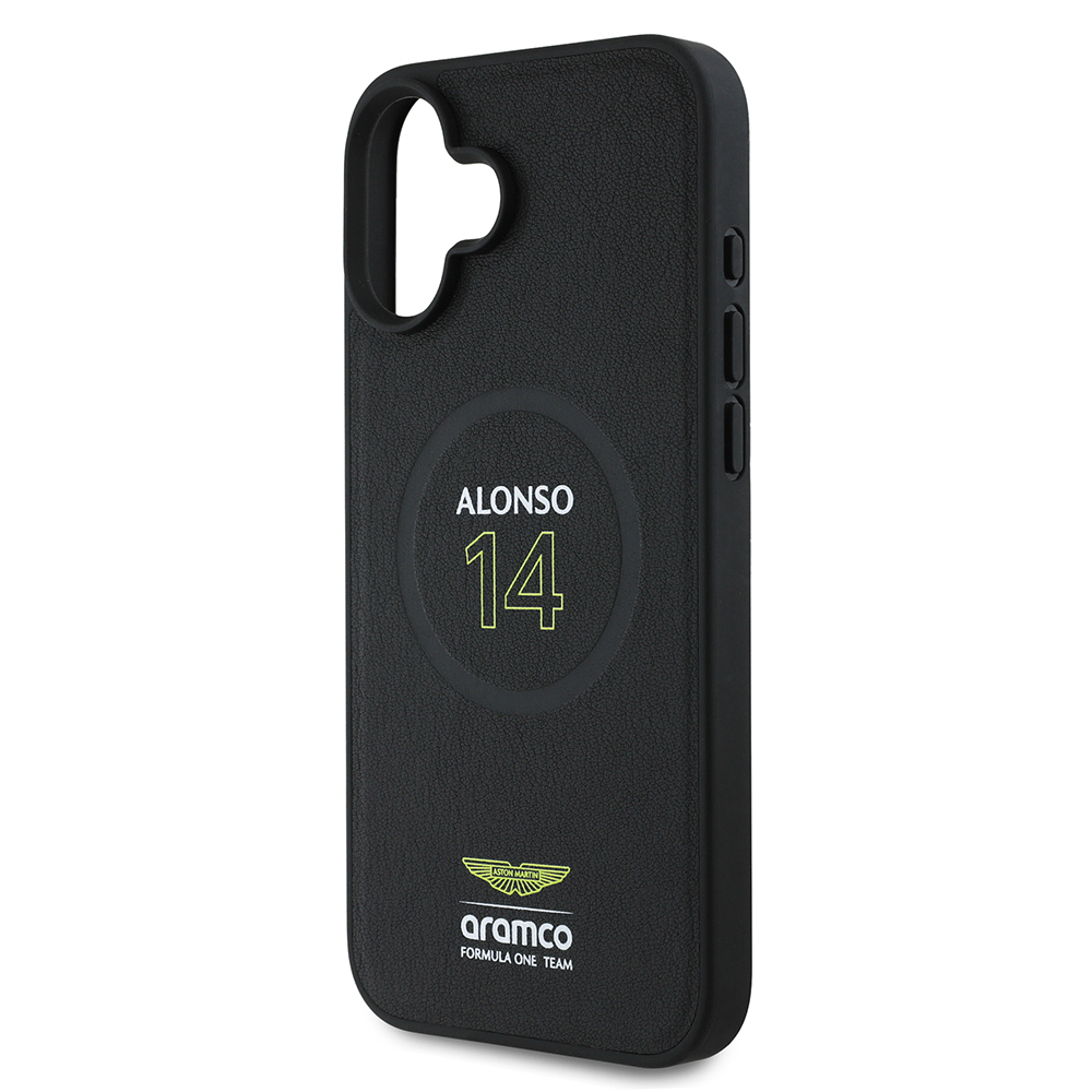 Apple iPhone 16 Plus Uyumlu Kılıf Aston Martin Orjinal Lisanslı Magsafe Şarj Özellikli PU Deri Alonso 14 Baskılı Kapak - 4