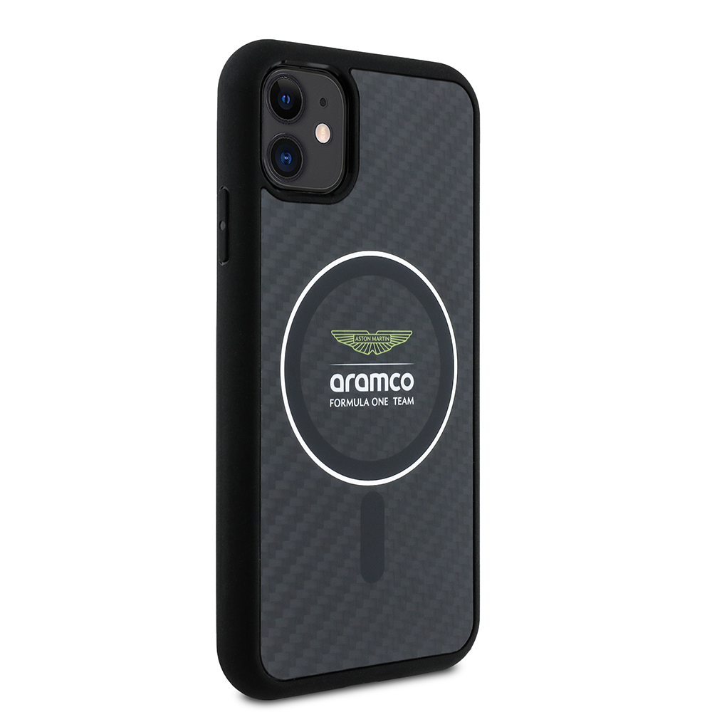 Apple iPhone 11 Uyumlu Kılıf Aston Martin Orjinal Lisanslı Magsafe Şarj Özellikli Renkli Halka ve Karbon Fiber Tasarımlı Kapak - 2