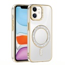 Apple iPhone 11 Uyumlu Kılıf Pırlanta Taş Tasarımlı Magsafe Şarj Özellikli Zore Karetta Silikon Kapak - 1