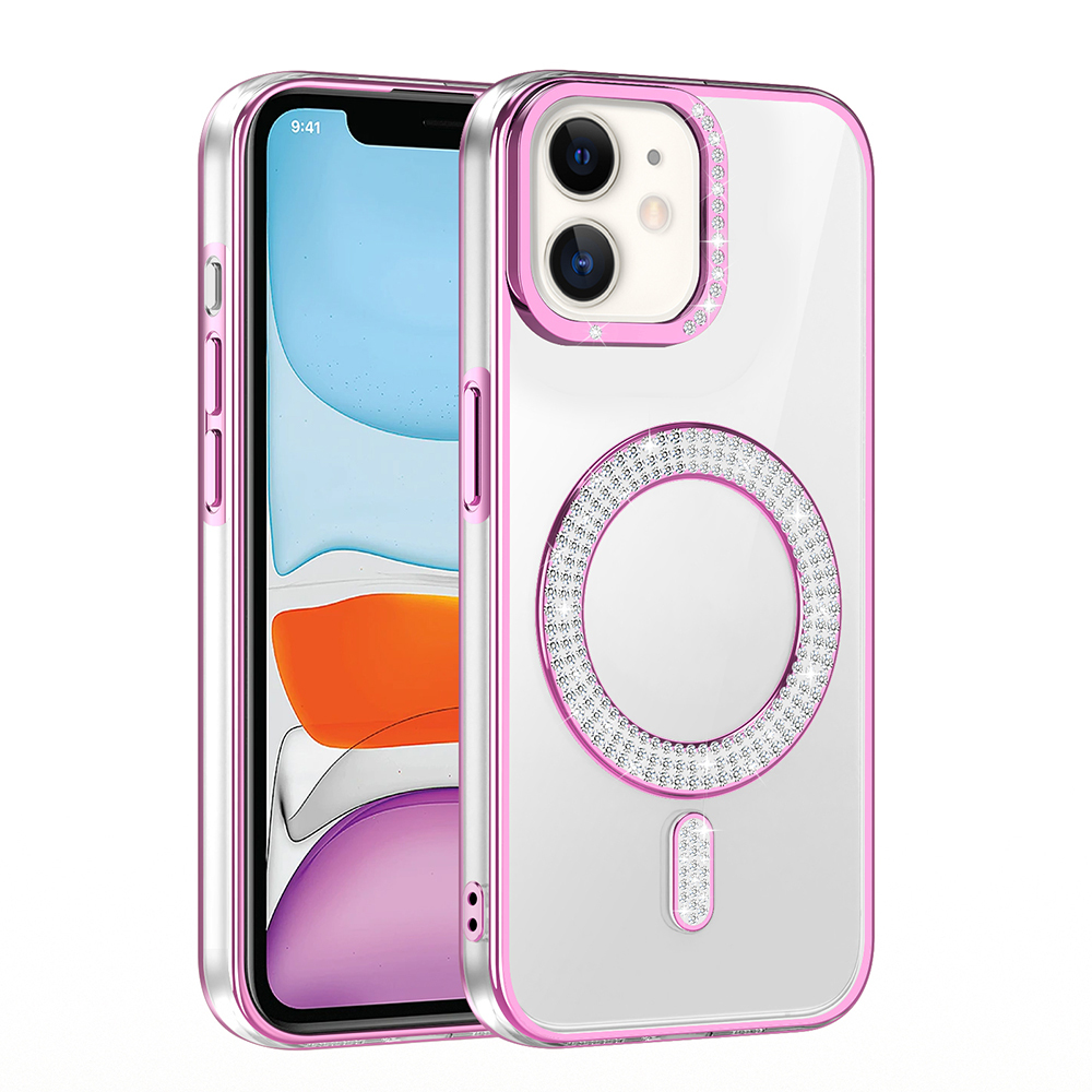 Apple iPhone 11 Uyumlu Kılıf Pırlanta Taş Tasarımlı Magsafe Şarj Özellikli Zore Karetta Silikon Kapak - 3