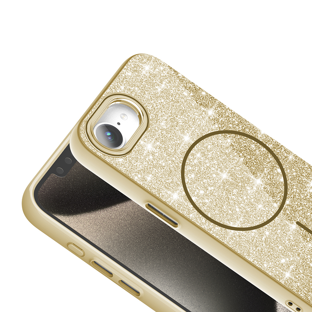 Apple iPhone 16E Uyumlu Kılıf Magsafe Şarj Özellikli Parlayan Simli Zore Okso Kapak - 5