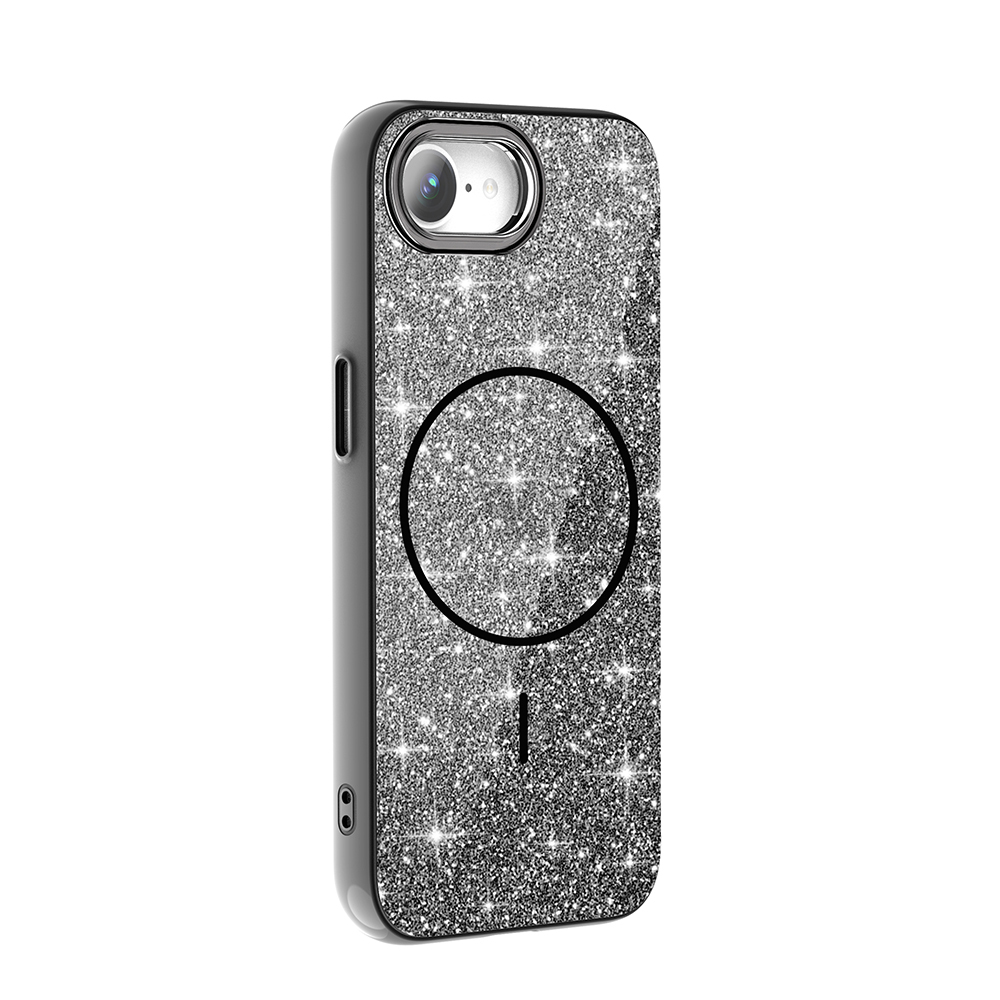 Apple iPhone 16E Uyumlu Kılıf Magsafe Şarj Özellikli Parlayan Simli Zore Okso Kapak - 8