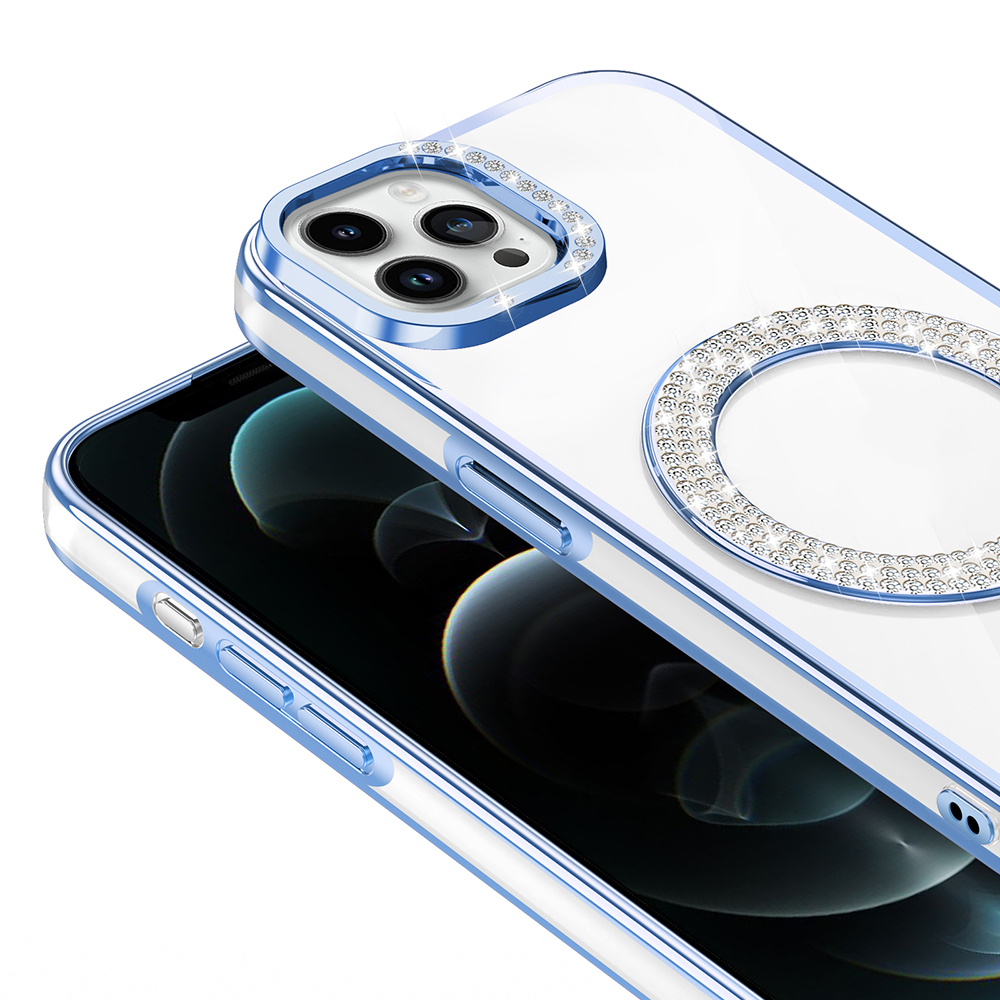 Apple iPhone 12 Uyumlu Kılıf Pırlanta Taş Tasarımlı Magsafe Şarj Özellikli Zore Karetta Silikon Kapak - 2
