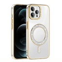 Apple iPhone 12 Uyumlu Kılıf Pırlanta Taş Tasarımlı Magsafe Şarj Özellikli Zore Karetta Silikon Kapak - 3