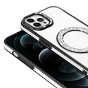 Apple iPhone 12 Uyumlu Kılıf Pırlanta Taş Tasarımlı Magsafe Şarj Özellikli Zore Karetta Silikon Kapak - 6