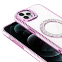 Apple iPhone 12 Uyumlu Kılıf Pırlanta Taş Tasarımlı Magsafe Şarj Özellikli Zore Karetta Silikon Kapak - 10