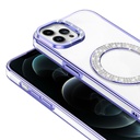 Apple iPhone 12 Uyumlu Kılıf Pırlanta Taş Tasarımlı Magsafe Şarj Özellikli Zore Karetta Silikon Kapak - 12