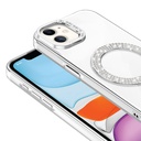 Apple iPhone 12 Uyumlu Kılıf Pırlanta Taş Tasarımlı M-safe Şarj Özellikli Zore Karetta Silikon Kapak - 12