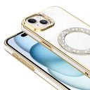 Apple iPhone 15 Uyumlu Kılıf Pırlanta Taş Tasarımlı Magsafe Şarj Özellikli Zore Karetta Silikon Kapak - 2