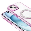 Apple iPhone 15 Uyumlu Kılıf Pırlanta Taş Tasarımlı Magsafe Şarj Özellikli Zore Karetta Silikon Kapak - 4