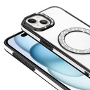 Apple iPhone 15 Uyumlu Kılıf Pırlanta Taş Tasarımlı Magsafe Şarj Özellikli Zore Karetta Silikon Kapak - 10