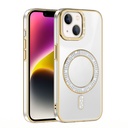 Apple iPhone 14 Uyumlu Kılıf Pırlanta Taş Tasarımlı Magsafe Şarj Özellikli Zore Karetta Silikon Kapak - 5