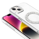 Apple iPhone 13 Uyumlu Kılıf Pırlanta Taş Tasarımlı Magsafe Şarj Özellikli Zore Karetta Silikon Kapak - 6